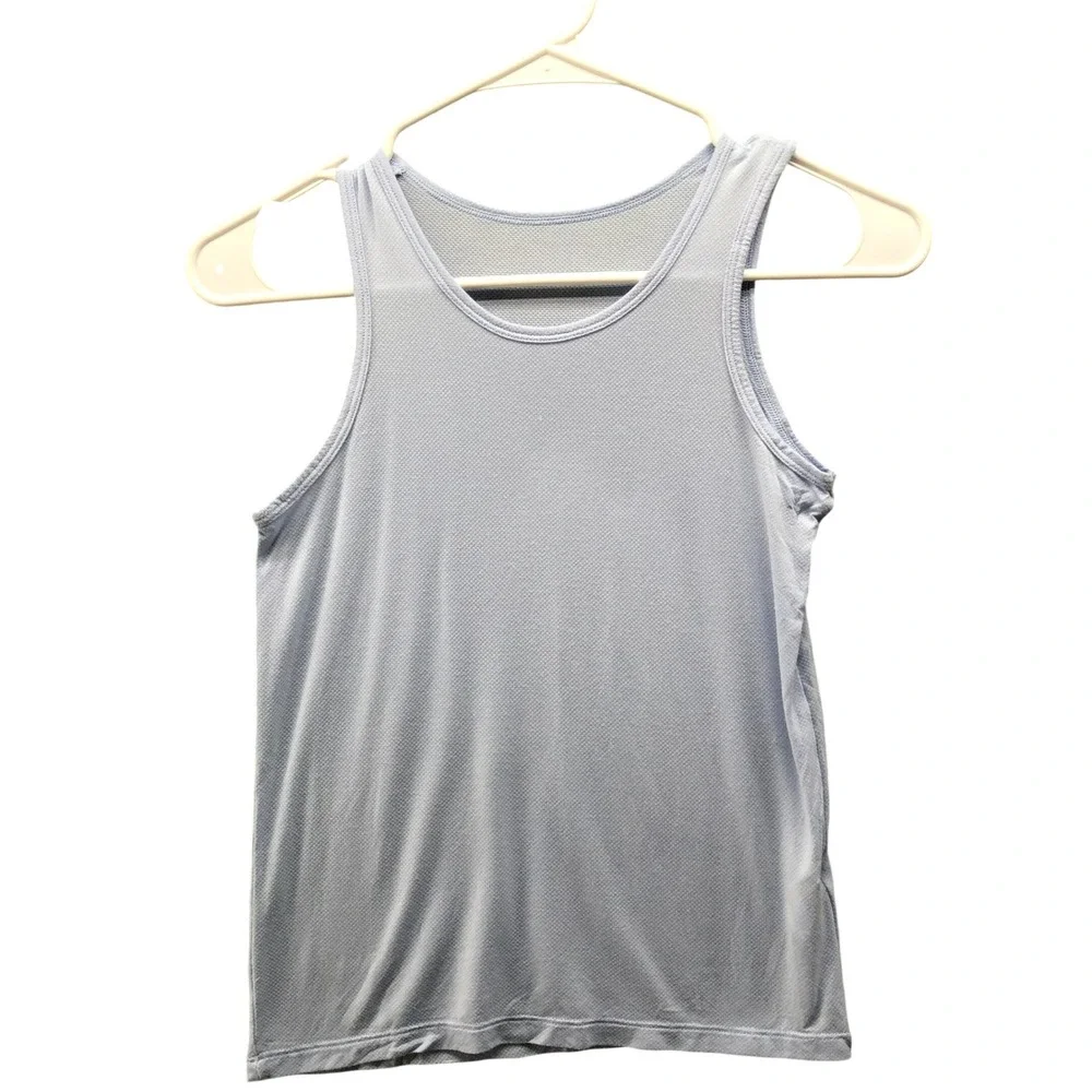 Uniqlo AIRism Mesh Tank Top Kids 9-10Y 140 Light Blue Breathable‎ Active